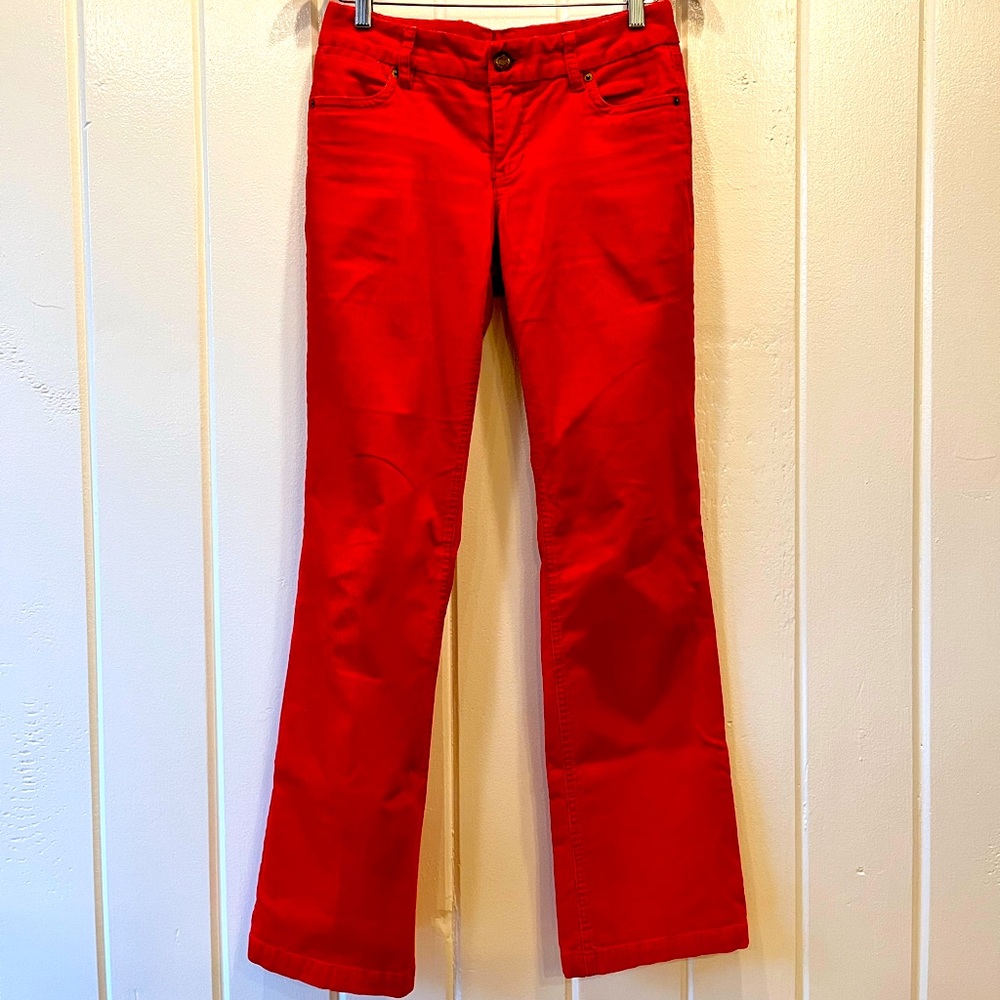 J Crew Bright Red Corduroy Straight Leg Pants